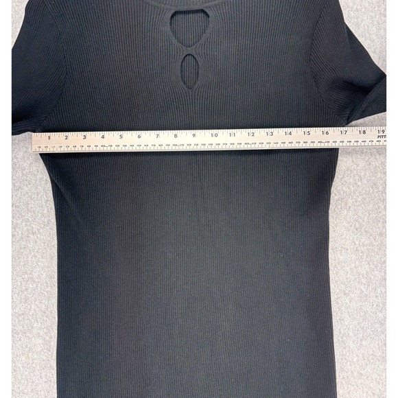 BloomChic Ribbed Sweater Dress 18 20 Black Bodycon Cutout Long Sleeve Plus - Picture 9 of 10